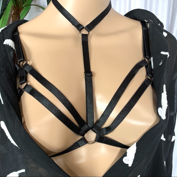 Sexy Lingerie Garter Strappy Cage Bra - Picture 3 of 5